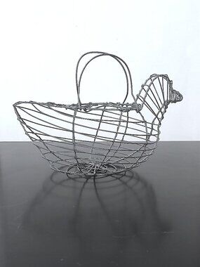 Vintage Farmhouse Wire Chicken Egg Basket